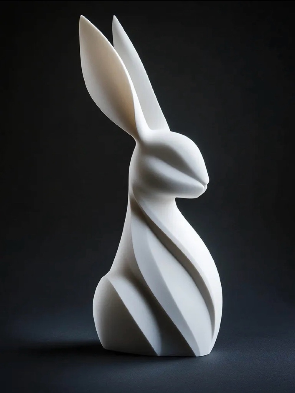 Minimalist White Ceramic Rabbit Sculpture - Modern Home Art